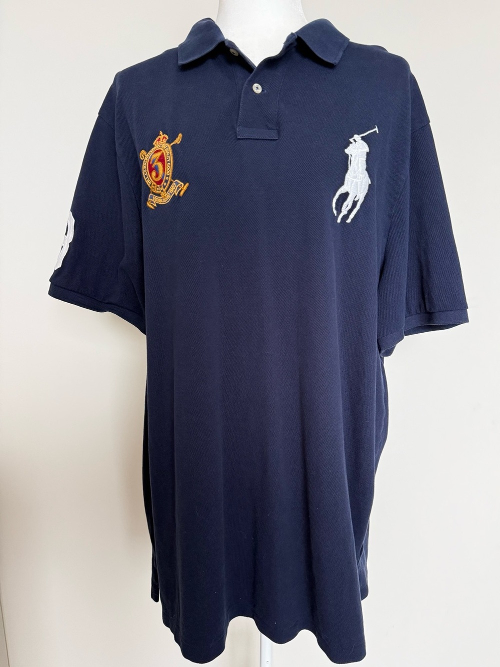 Ralph Lauren Navy Polo with White Pony & Gold Crest